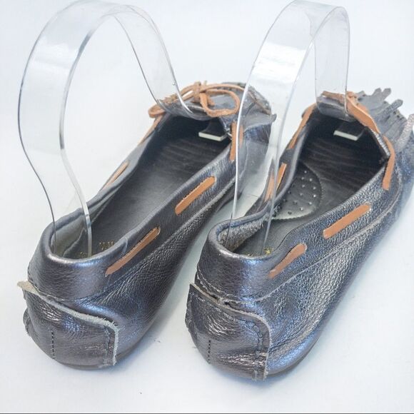 New Gap Metallic Leather Moccasin Loafers Sz 6 - Picture 5 of 11